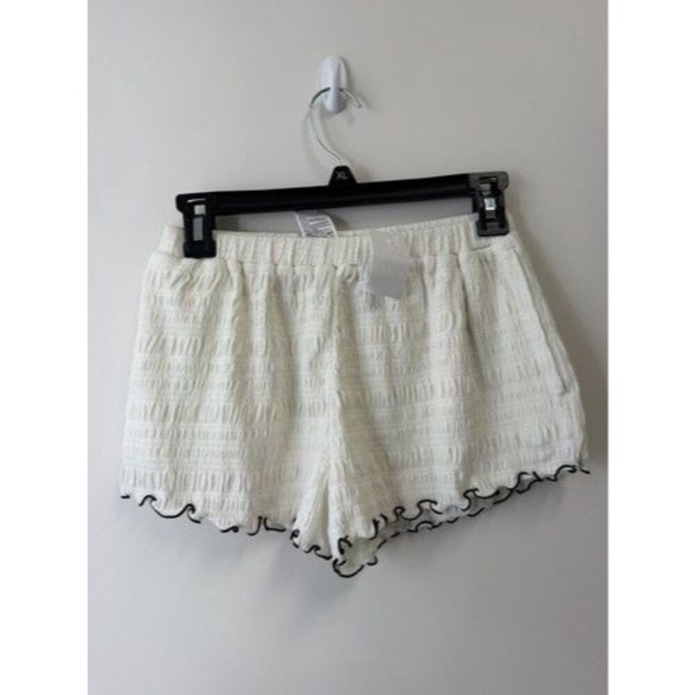 Crewcuts Ivory Cotton Blend Pull On Shorts Elastic Waist Ruffle Hem 10 CK373